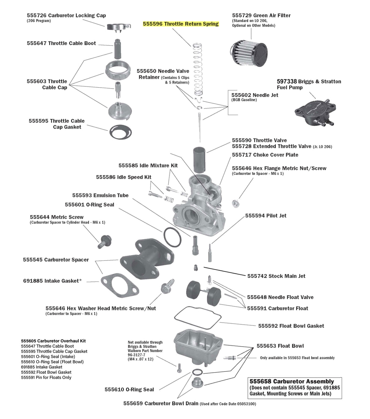 LO206 Carburetor Parts
