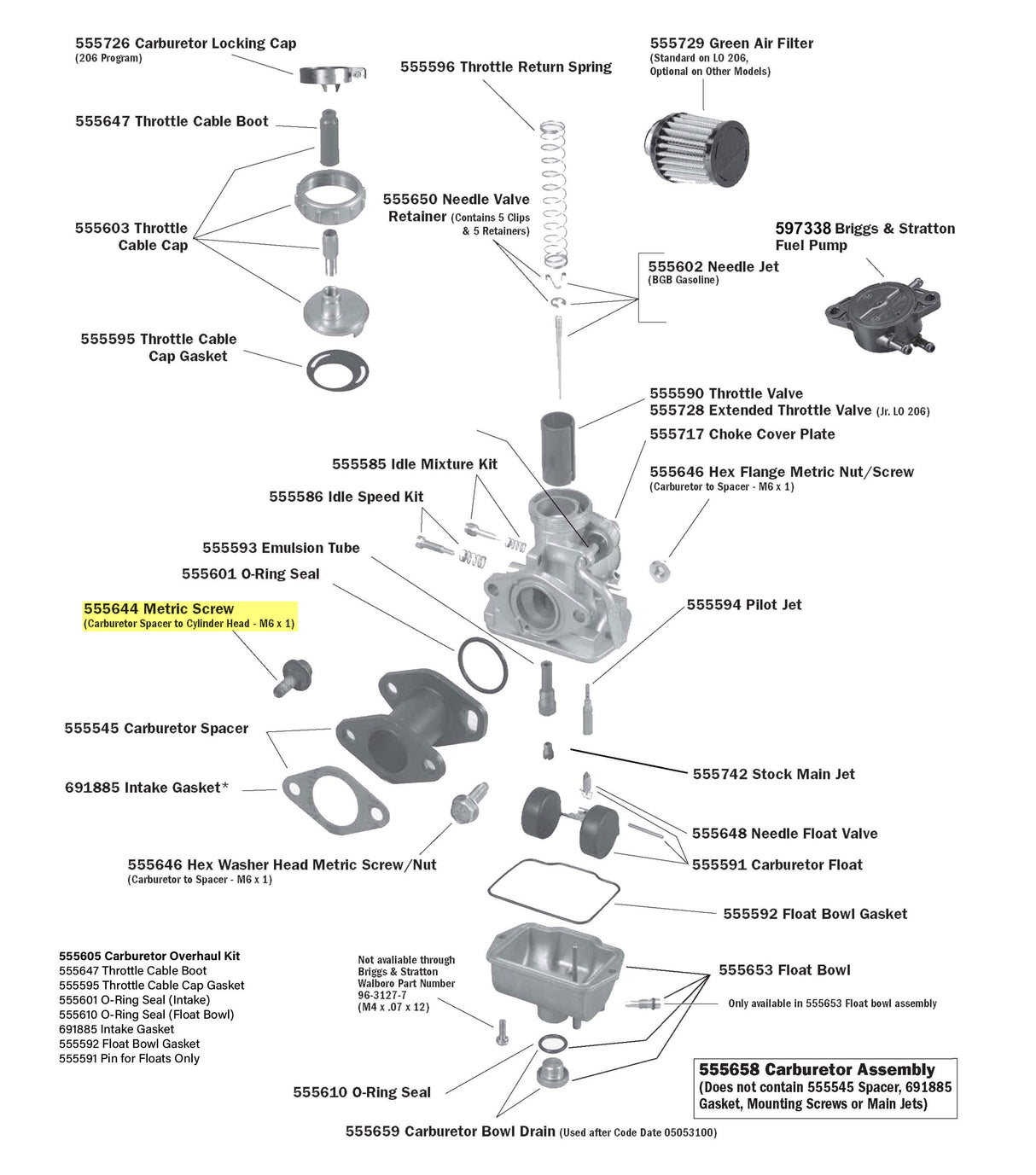 LO206 Carburetor Parts
