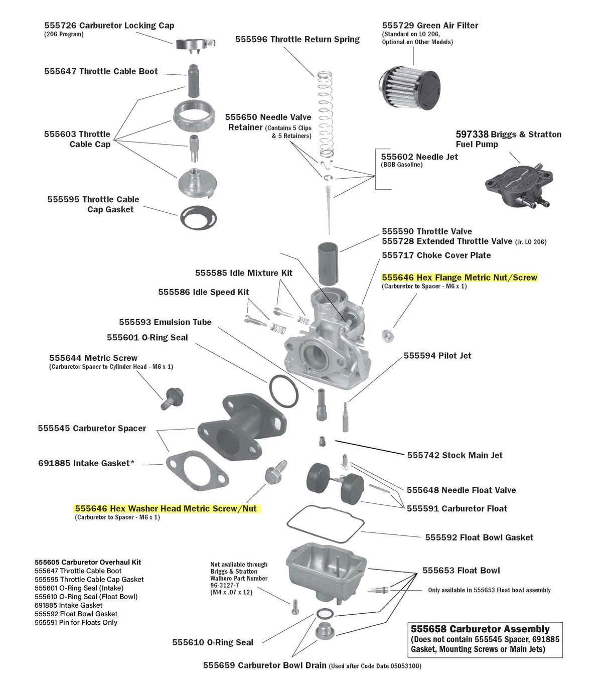 LO206 Carburetor Parts