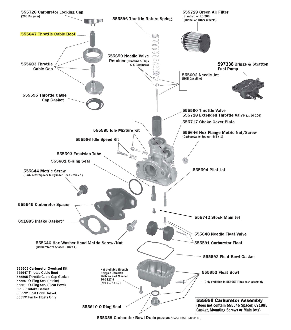 LO206 Carburetor Parts