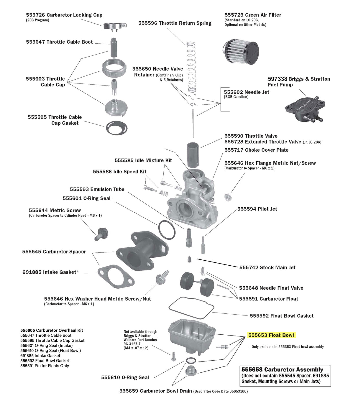 LO206 Carburetor Parts