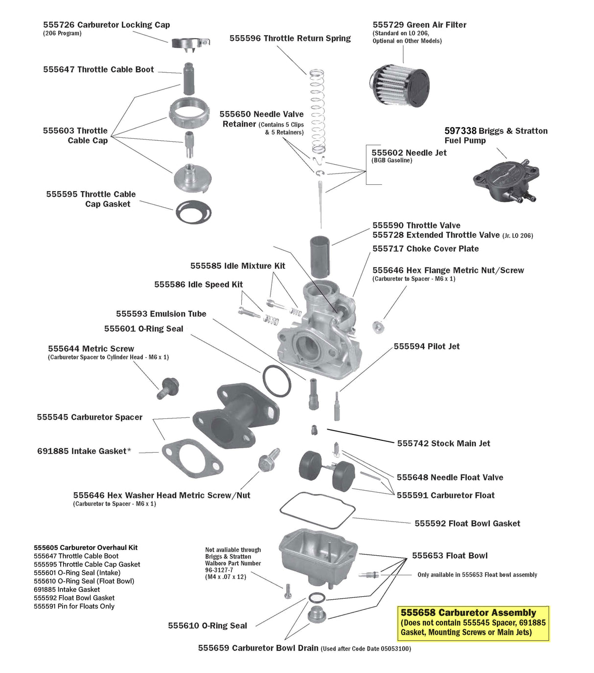 LO206 Carburetor Parts