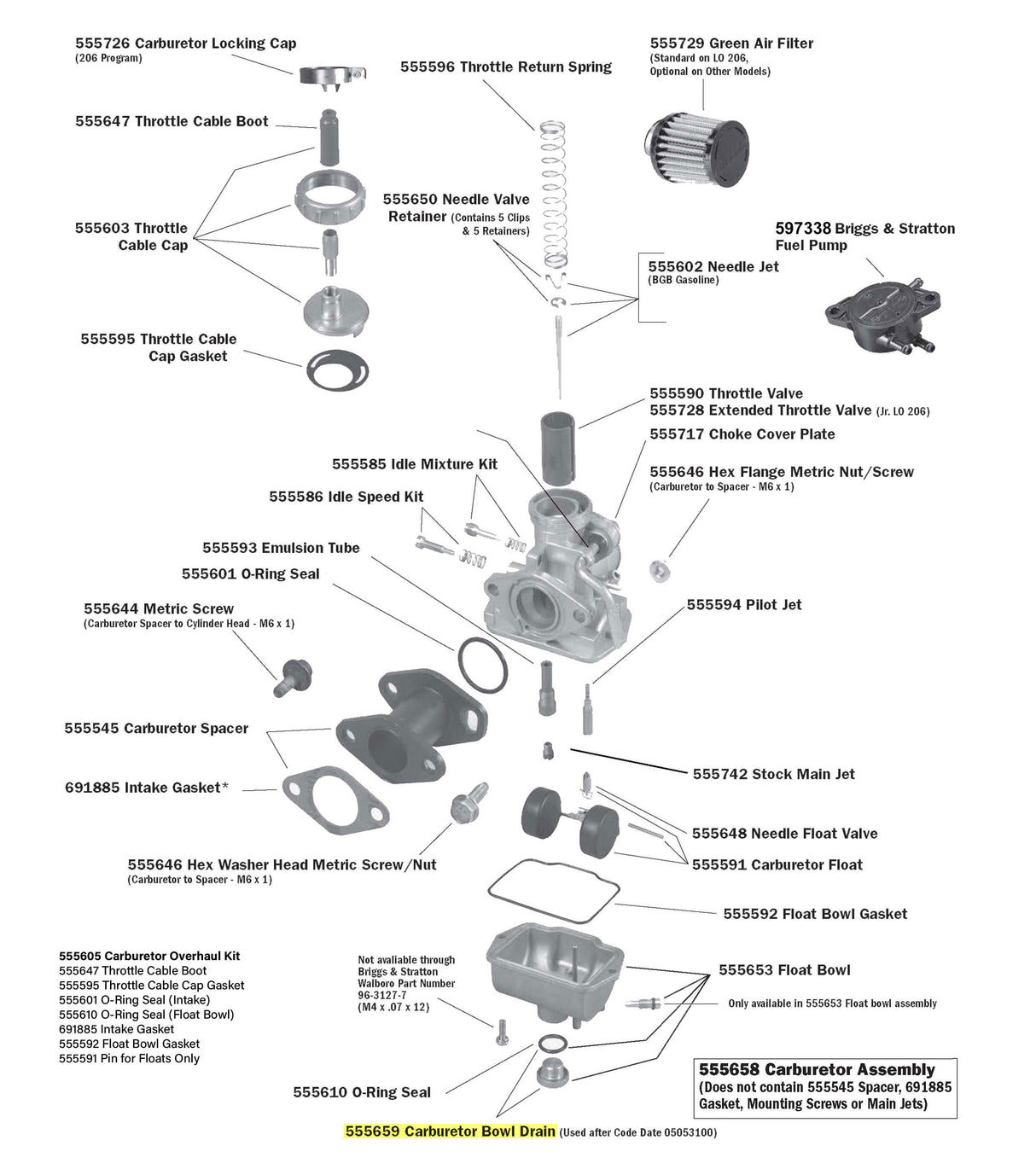LO206 Carburetor Parts