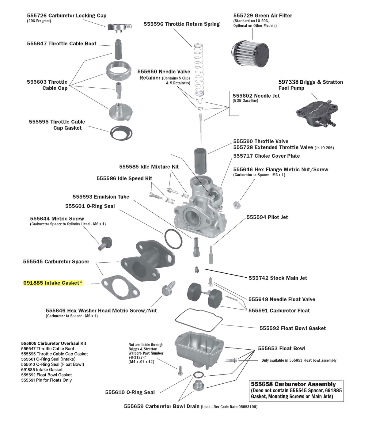 LO206 Carburetor Parts