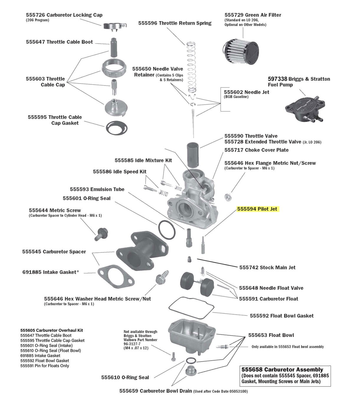 LO206 Carburetor Parts