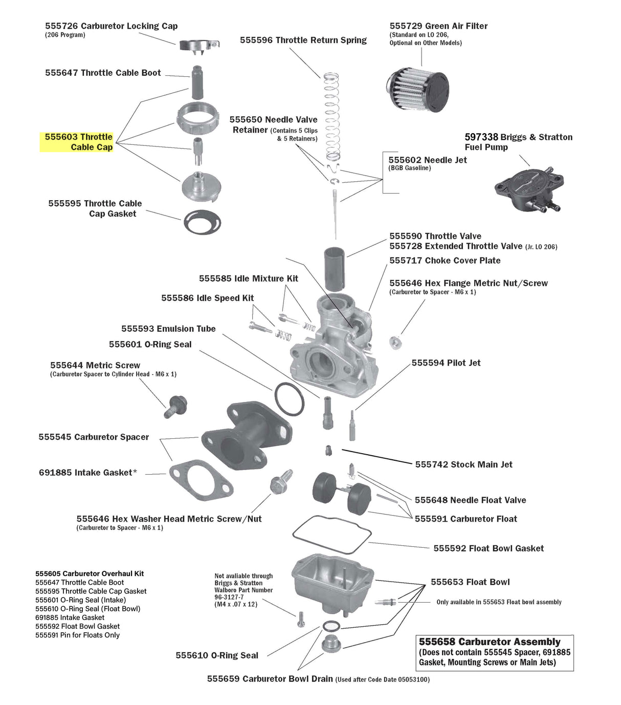 LO206 Carburetor Parts