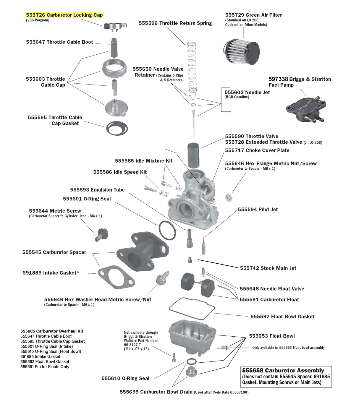LO206 Carburetor Parts