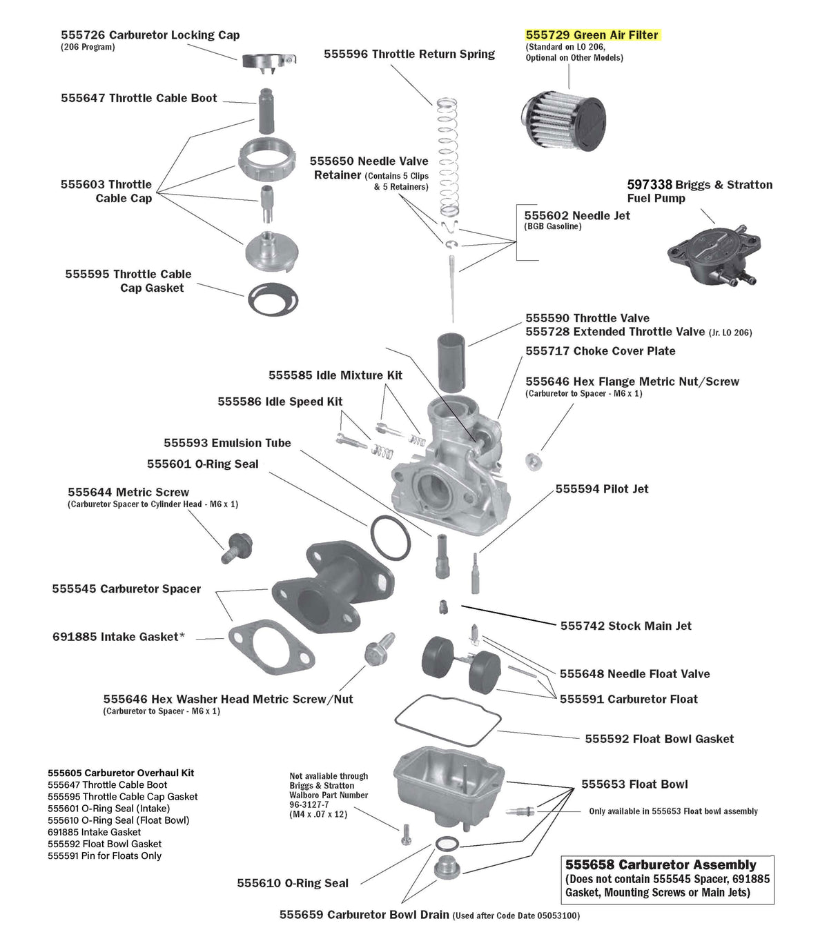 LO206 Carburetor Parts